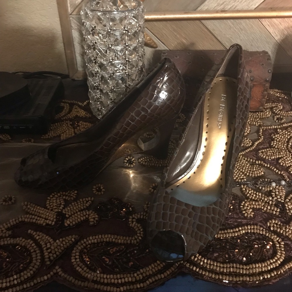 BCBG GIRL faux croc wedges